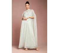 Coast Women's Heavily Embellished Chiffon Midi Dress in Sage | Size: 14 Coast Sage 14