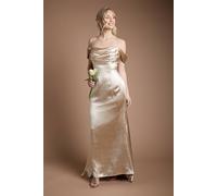 Coast Women's High Gloss Drape Cowl Bridesmaid Maxi Dress in Champagne | Size: 16 Coast Champagne 16