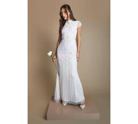 Beaded and Embellished Cap Sleeve Fishtail Wedding Dress Coast Ivory 12