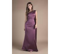 Coast Women's Honoured Drape One Shoulder Satin Maxi Bridesmaid Dress in Dark Mauve | Size: 10 Coast Dark Mauve 10