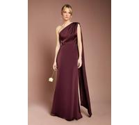 Coast Women's Honoured Drape One Shoulder Satin Maxi Bridesmaid Dress in Espresso | Size: 20