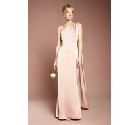 Coast Women's Honoured Drape One Shoulder Satin Maxi Bridesmaid Dress in Mocha | Size: 12 Coast Mocha 12