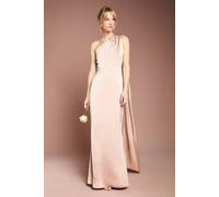 Coast Honoured Drape One Shoulder Satin Maxi Bridesmaid Dress In Mocha mocha