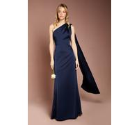 Coast Honoured Drape One Shoulder Satin Maxi Bridesmaid Dress Coast Navy 16
