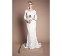 Coast Women's Honoured Petite Bardot Boho Lace Fishtail Wedding Dress in Ivory | Size: 4