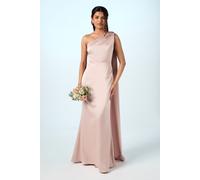 Coast Honoured Petite Drape One Shoulder Satin Maxi Bridesmaid Dress Coast Mocha 14