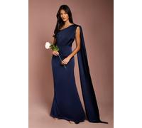 Coast Honoured Petite Drape One Shoulder Satin Maxi Bridesmaid Dress Coast Navy 12