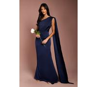 Coast Honoured Petite Drape One Shoulder Satin Maxi Bridesmaid Dress Coast Navy 8