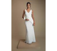 Coast Women's Honoured Petite Plunge Floral Vintage Embellished Wedding Dress in Ivory | Size: 8