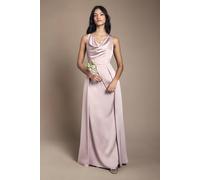 Coast Women's Honoured Petite Sleeveless Cowl Neck Satin Maxi Bridesmaid Dress in Dusty Rose | Size: 6