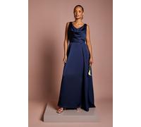 Coast Women's Honoured Petite Sleeveless Cowl Neck Satin Maxi Bridesmaid Dress in Navy | Size: 10 Coast Navy 10
