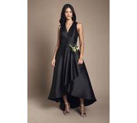 Coast Honoured Petite Sleeveless Plunge Waterfall Twill Maxi Bridesmaid Dress Coast Black 10