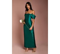 Coast Honoured Petite Twill Bardot Column Midi Bridesmaid Dress, 10, Emerald