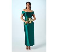 Coast Honoured Petite Twill Bardot Column Midi Bridesmaid Dress, 10, Emerald