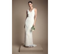 Coast Women's Honoured Plunge Floral Vintage Embellished Wedding Dress in Ivory | Size: 12 Coast Ivory 12