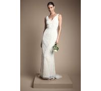 Coast Women's Honoured Plunge Floral Vintage Embellished Wedding Dress in Ivory | Size: 8 Coast Ivory 8