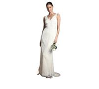 Coast Women's Honoured Plunge Floral Vintage Embellished Wedding Dress, Plunge Neck, Sequin Embellished, All Season, Bridal, Wedding Ceremony Ivory