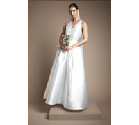 Plunge Neck Bow Waist Maxi Dress With Pockets Coast Ivory 12