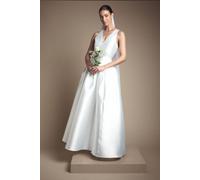 Coast Women's Honoured Plunge Neck Bow Waist Maxi Wedding Dress With Pockets in Ivory | Size: 8 Coast Ivory 8