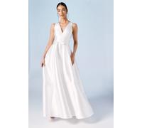 Coast Women's Honoured Plunge Neck Bow Waist Maxi Wedding Dress With Pockets in Ivory | Size: 8 Coast Ivory 8