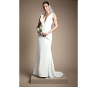 Coast Women's Honoured Premium Crepe Plunge Neck Fishtail Wedding Dress in Ivory | Size: 10 Coast Ivory 10