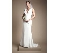 Coast Women's Honoured Premium Crepe Plunge Neck Fishtail Wedding Dress in Ivory | Size: 12