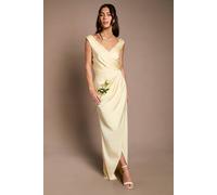 Coast Women's Honoured Ruched Waist Detail Satin Bridesmaid Dress in Lemon | Size: 10