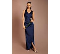 Coast Women's Honoured Ruched Waist Detail Satin Bridesmaid Dress in Navy | Size: 18