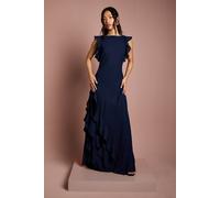 Coast Women's Honoured Ruffle Georgette Maxi Bridesmaid Dress in Navy | Size: 8 Coast Navy 8