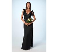 Coast Women's Honoured Satin Back Crepe V Neck Tie Shoulder Maxi Bridesmaid Dress in Black | Size: 12 Coast Black 12