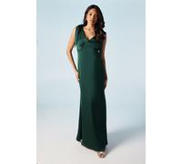 Coast Women's Honoured Satin Back Crepe V Neck Tie Shoulder Maxi Bridesmaid Dress in Emerald | Size: 10 Coast Emerald 10