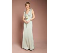 Coast Women's Honoured Satin Back Crepe V Neck Tie Shoulder Maxi Bridesmaid Dress in Sage | Size: 18 Coast Sage 18