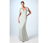 Coast Women's Honoured Satin Back Crepe V Neck Tie Shoulder Maxi Bridesmaid Dress in Sage | Size: 18 Coast Sage 18