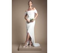 Coast Women's Honoured Sequin Bardot Wrap Skirt Wedding Dress in Ivory | Size: 18 Coast Ivory 18