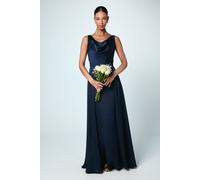 Coast Honoured Sleeveless Cowl Neck Satin Maxi Bridesmaid Dress, 10, Navy
