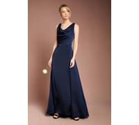 Coast Women's Honoured Sleeveless Cowl Neck Satin Maxi Bridesmaid Dress in Navy | Size: 12