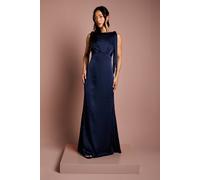 Coast Women's Honoured Sleeveless High Neck Tie Shoulder Satin Maxi Bridesmaid Dress in Navy | Size: 18 Coast Navy 18
