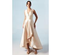 Coast Women's Honoured Sleeveless Plunge Waterfall Twill Maxi Bridesmaid Dress in Champagne | Size: 10 Coast Champagne 10