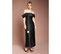 Coast Women's Honoured Twill Bardot Column Midi Bridesmaid Dress in Black | Size: 18