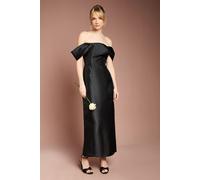 Coast Women's Honoured Twill Bardot Column Midi Bridesmaid Dress in Black | Size: 18 Coast Black 18