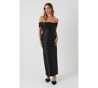 Coast Women's Honoured Twill Bardot Column Midi Bridesmaid Dress in Black | Size: 8 Coast Black 8