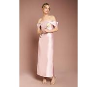 Coast Women's Honoured Twill Bardot Column Midi Bridesmaid Dress in Blush | Size: 18