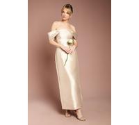 Coast Women's Honoured Twill Bardot Column Midi Bridesmaid Dress in Champagne | Size: 16 Coast Champagne 16