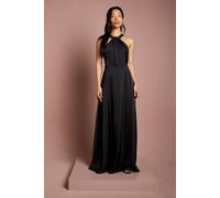 Coast Women's Honoured Twist Halterneck Satin Maxi Bridesmaid Dress in Black | Size: 10 Coast Black 10