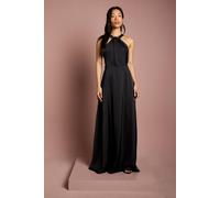 Coast Women's Honoured Twist Halterneck Satin Maxi Bridesmaid Dress in Black | Size: 18 Coast Black 18