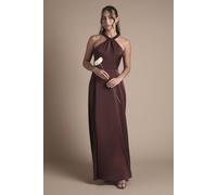 Coast Women's Honoured Twist Halterneck Satin Maxi Bridesmaid Dress in Dusty Rose | Size: 18 Coast Dusty Rose 18
