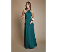 Coast Women's Honoured Twist Halterneck Satin Maxi Bridesmaid Dress in Emerald | Size: 10