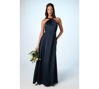 Coast Women's Honoured Twist Halterneck Satin Maxi Bridesmaid Dress in Navy | Size: 14 Coast Navy 14