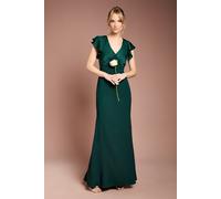 Coast Women's Honoured V Neck Angel Short Sleeve Satin Maxi Bridesmaid Dress in Emerald | Size: 16 Coast Emerald 16