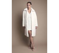 Coast Women's Ivory Faux Fur Longline Collared Coat | Size: 12
